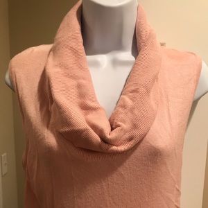 Sleeveless cowl neck pink lightweight sweater.